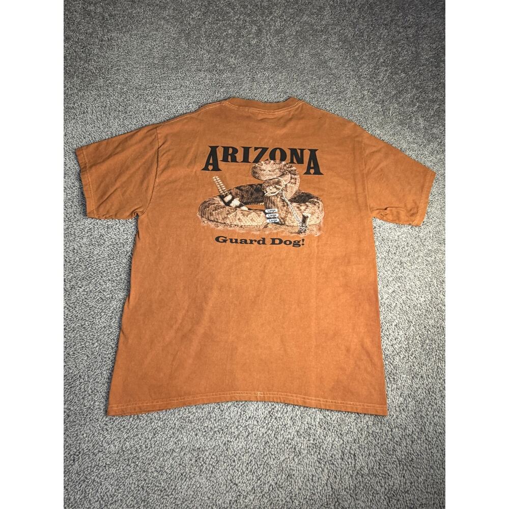 Red Dirt Shirt Mens L Orange Arizona Guard Dog Rattle Snake Crew Neck Cotton